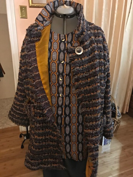 Charcoal Grey, Pearl Grey, Goldenrod Wool Blend Sweater Knit
