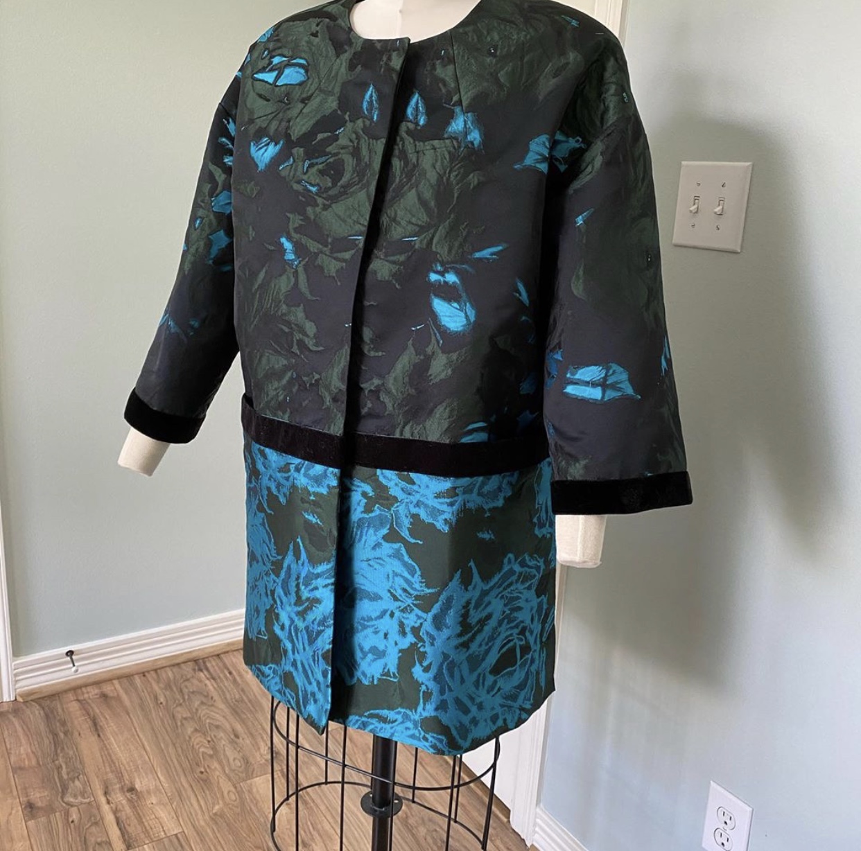 Midnight Navy/Forest Green/Peacock Blue Brocade