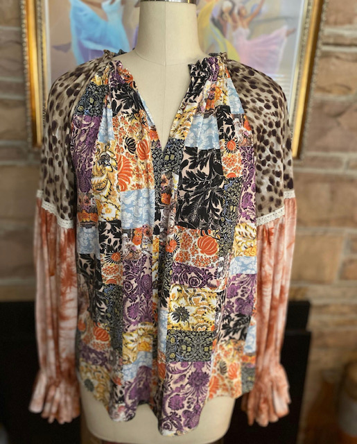 Patchwork Print Viscose Knit