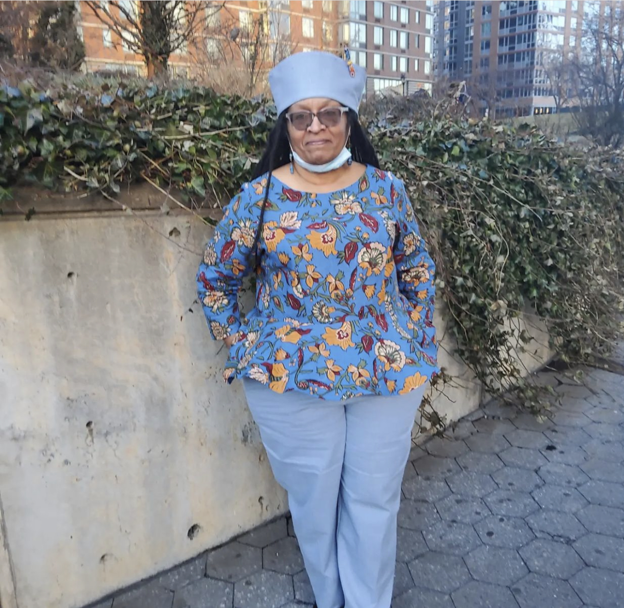 Blue/Topaz Floral Linen Blend