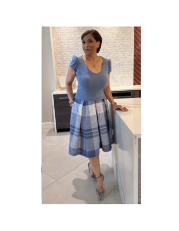 What I Wore for Easter: Glen Check Cotton Linen Skirt and Knit Top