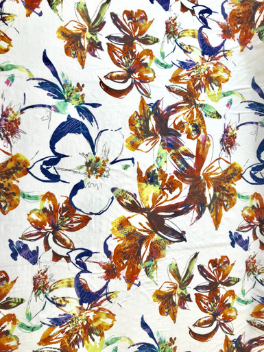 Stylized Floral Print Viscose Jersey Knit