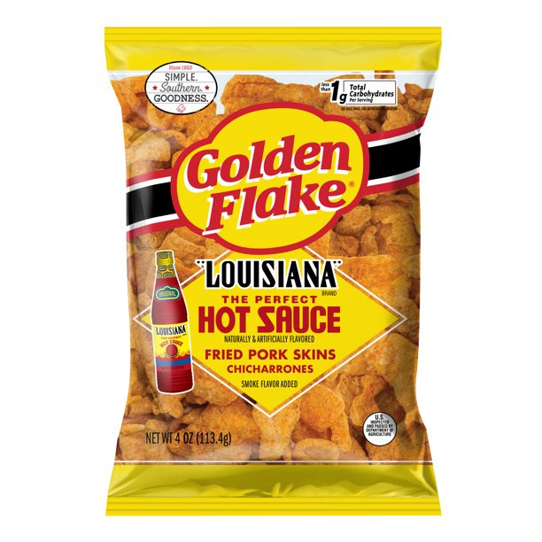 Golden Flake Louisiana Hot Sauce Pork Skins 4oz/ 2pk | stewartsnacks