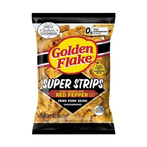 Golden Flake Super Strip Pork Cracklins, 3.5 oz (Pack of 4)