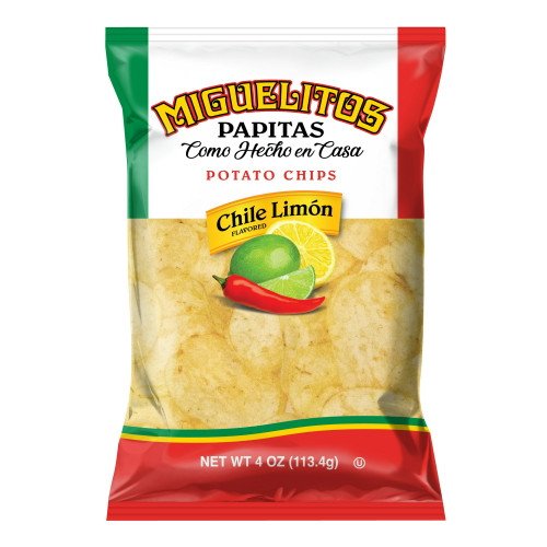 Miguelitos Papitas Potato Chips, Chile Limon, 4 Oz, Pack of 4