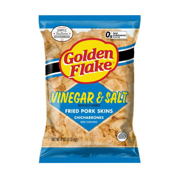 Golden Flake Salt & Vinegar Pork Skins, 4 oz (Pack of 2)