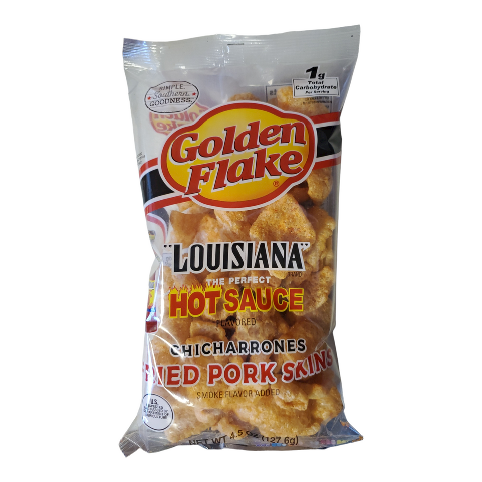 GOLDEN FLAKE LOUISIANA HOT SAUCE PORK SKIN 2/ 4.5oz stewartsnacks