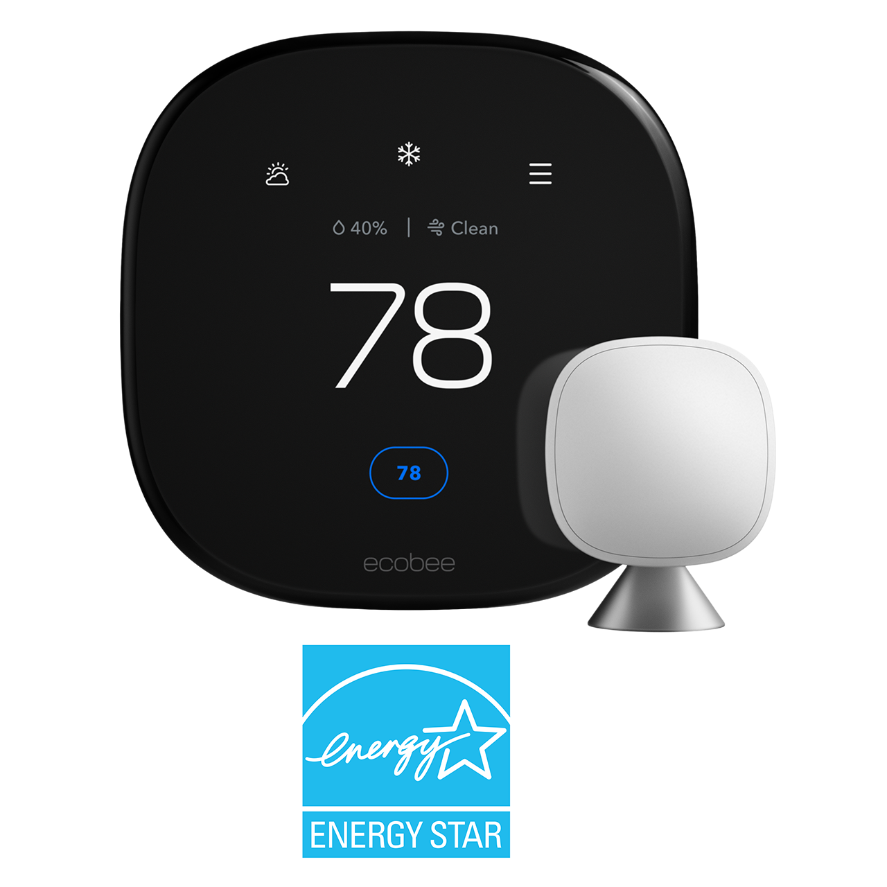 ecobee smart thermostat with sensor side by side