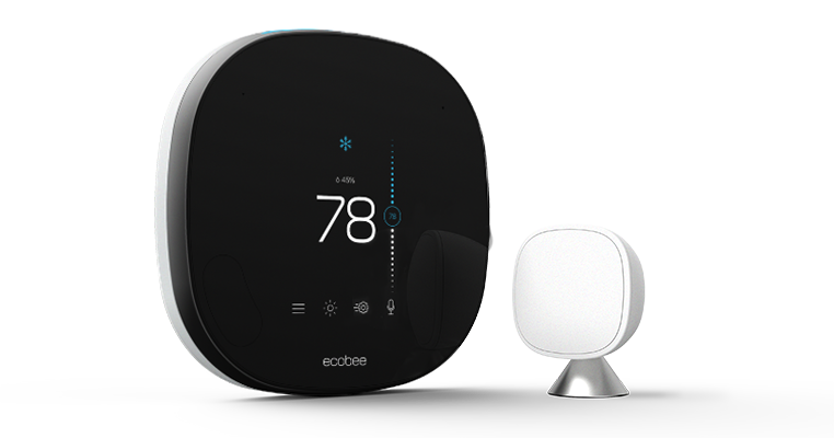 ecobee smart thermostat with sensor side by side