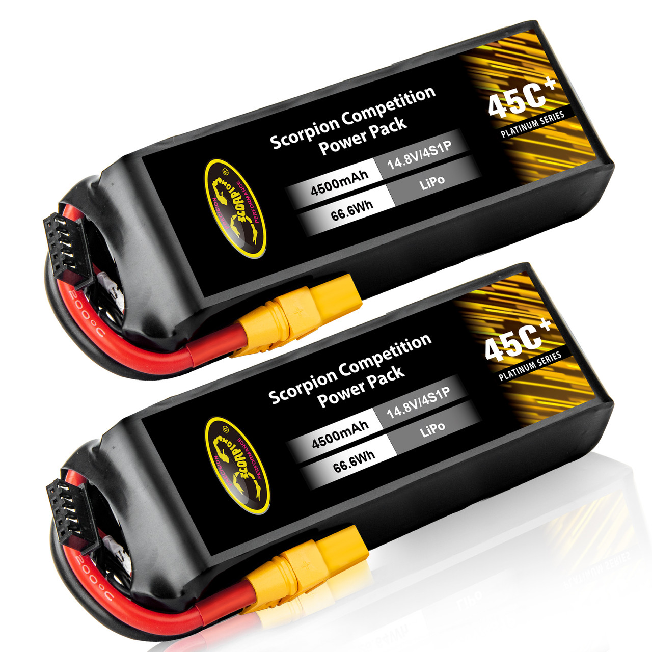 Scorpion Power 4500mAh 45C 14.8V 4S Lipo Battery with XT90(2 Pack) -  Scorpion Power LiPo Batteries