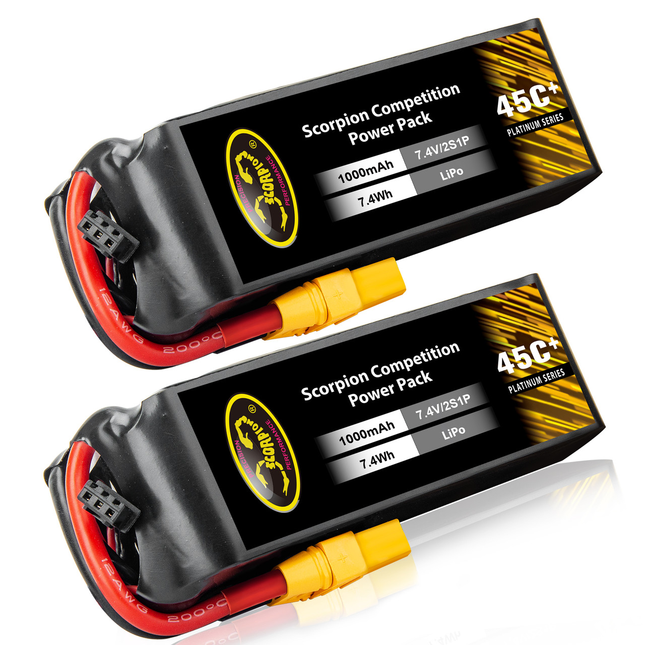 Scorpion 1000mAh 45C 7.4V 2S Lipo Battery with XT60 Plug for RC