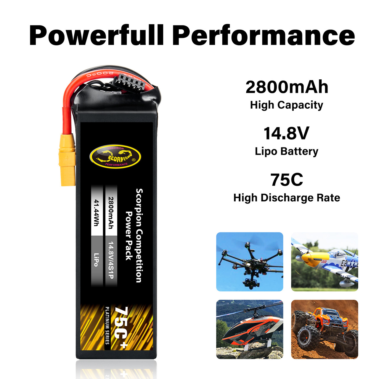 Lipo 4s 2800 mAh 45C Brainergy XT60 - TURBINES RC