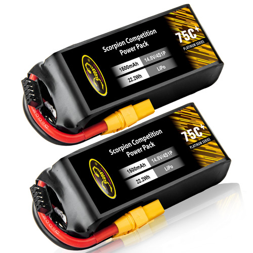 Scorpion 1300mAh 75C 14.8V 4S Lipo Battery for FPV with XT60(2