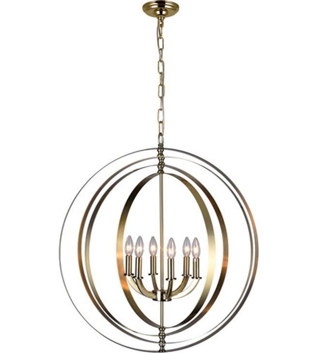 6 Light Up Chandelier with Antique Brass finish