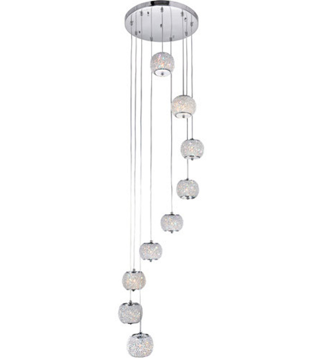 9 Light Multi Light Pendant with Chrome finish