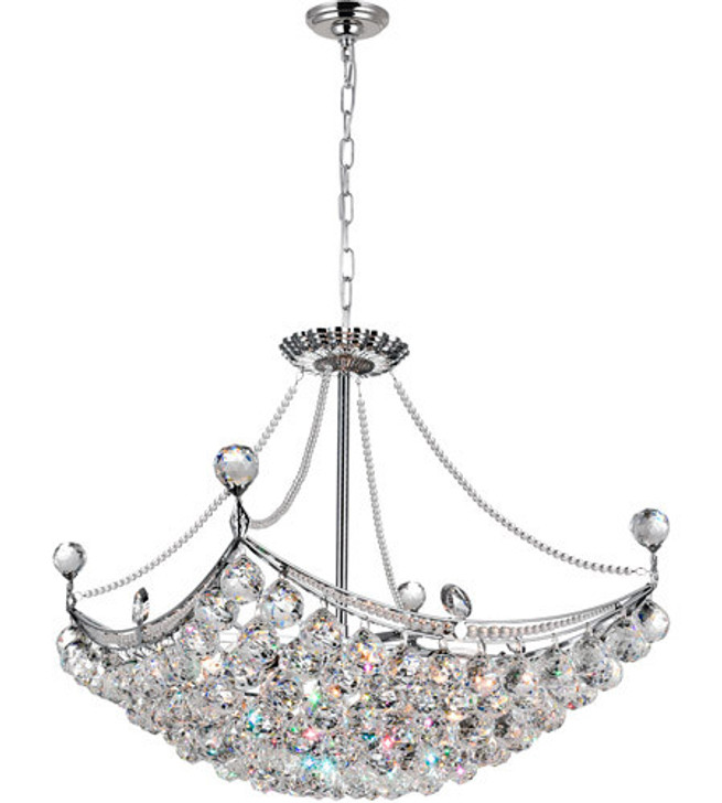 8 Light Down Chandelier with Chrome finish