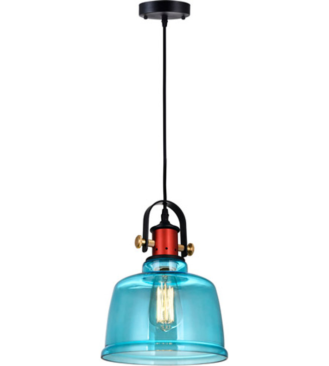 1 Light Down Pendant with Blue finish