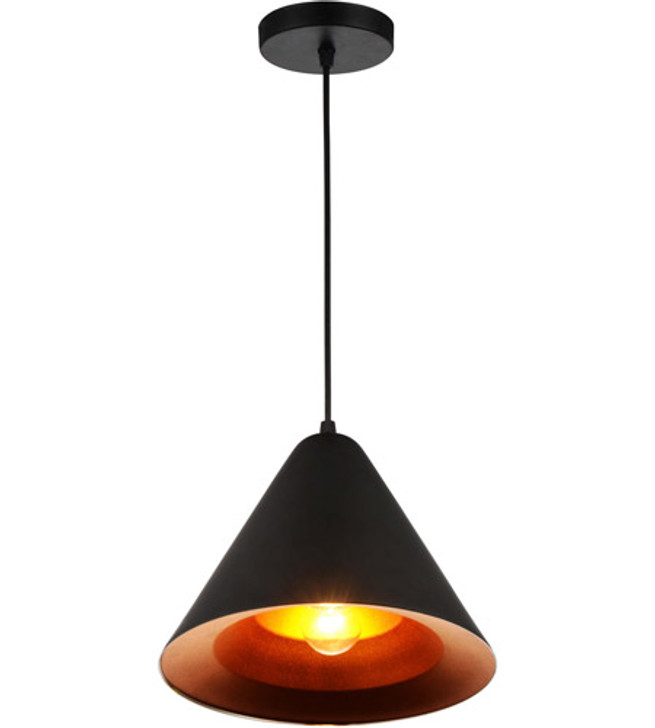 1 Light Down Pendant with Black & Gold finish