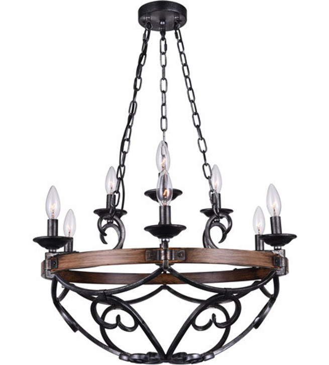 9 Light Candle Chandelier with Gun Metal finish