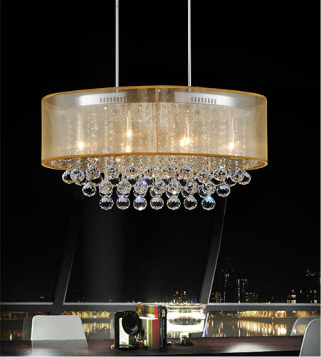 6 Light Drum Shade Chandelier with Chrome finish 5063P26C (Chp + G)