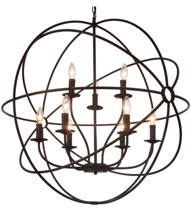 9 Light Up Chandelier with Brown finish 5464P32DB-9