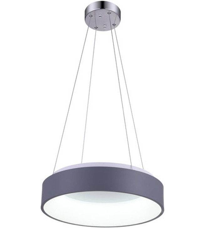 LED Drum Shade Pendant with Gray & White finish 7103P18-1-167