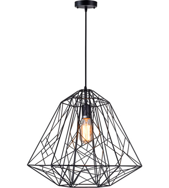 1 Light Down Pendant with Black finish 9625P20-1-101