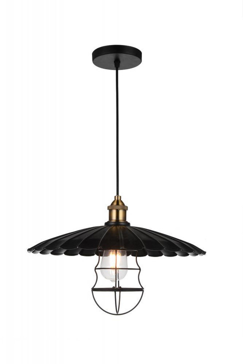 1 Light Down Pendant with Black finish 9640P16-1-101