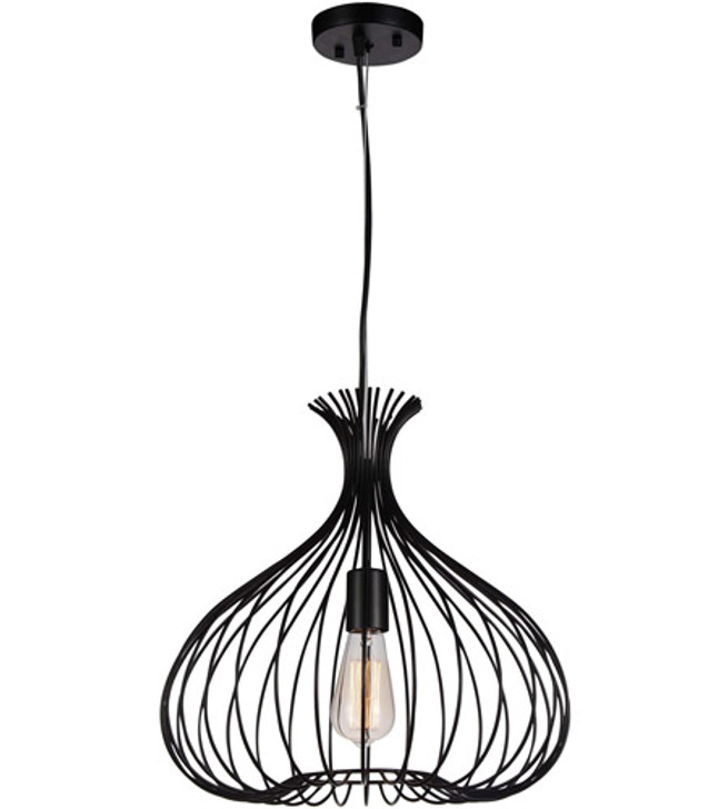 1 Light Down Pendant with Black finish 9650P16-1-101