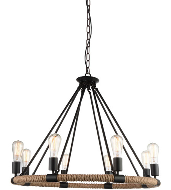 8 Light Up Chandelier with Black finish 9671P33-8-101