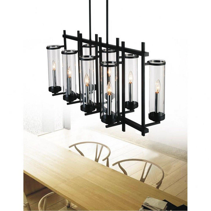 8 Light Up Chandelier with Black finish 9827P38-8-RC-101