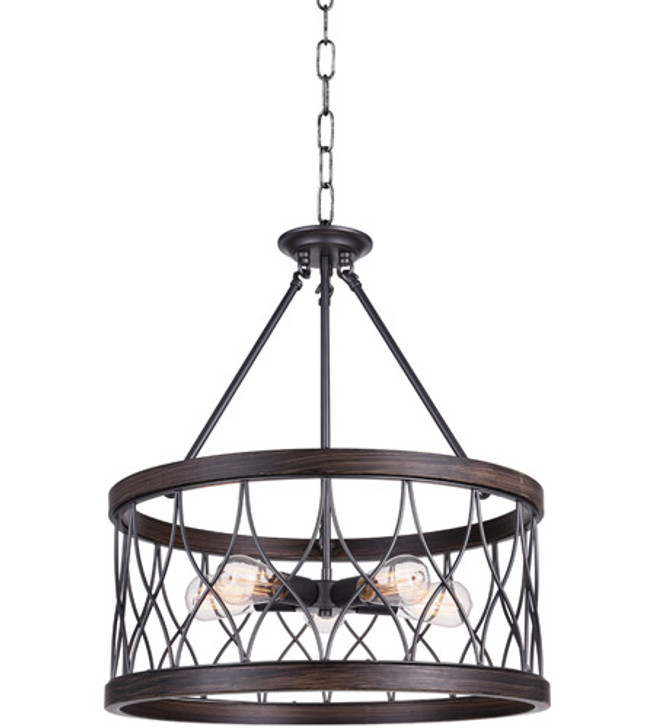 5 Light Drum Shade Chandelier with Gun Metal finish 9966P23-5-242-A