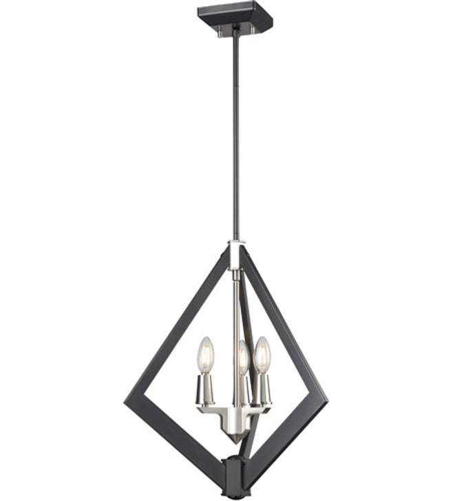 Flechette 3 Light Foyer Satin Nickel and Graphite Finish