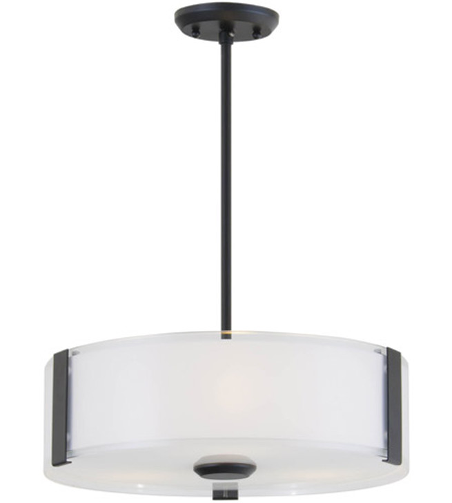 Zurich 3 Light Pendant Graphite with Silk Screened Opal Glass Finish