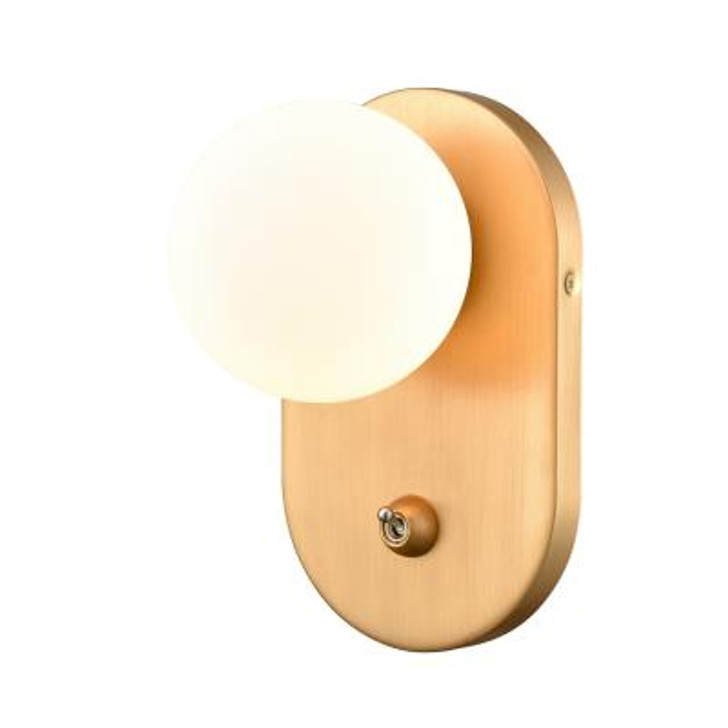 Atwood Sconce Brass with Half Opal Glass Finish