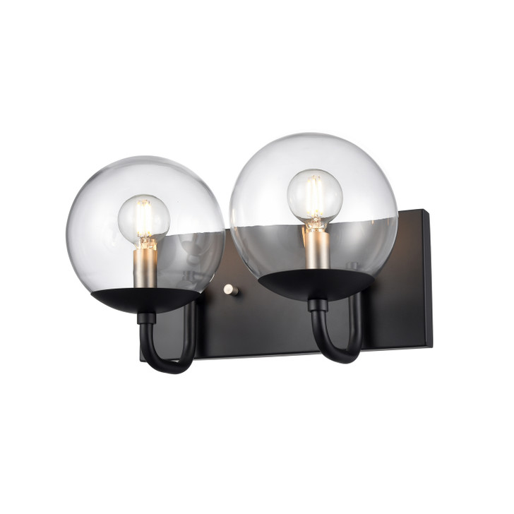 Mackenzie Delta 2 Light Vanity Multiple Finishes and Ebony with Clear Glass Finish