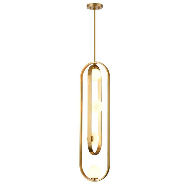 Atwood 4 Light Pendant Brass with Half Opal Glass Finish