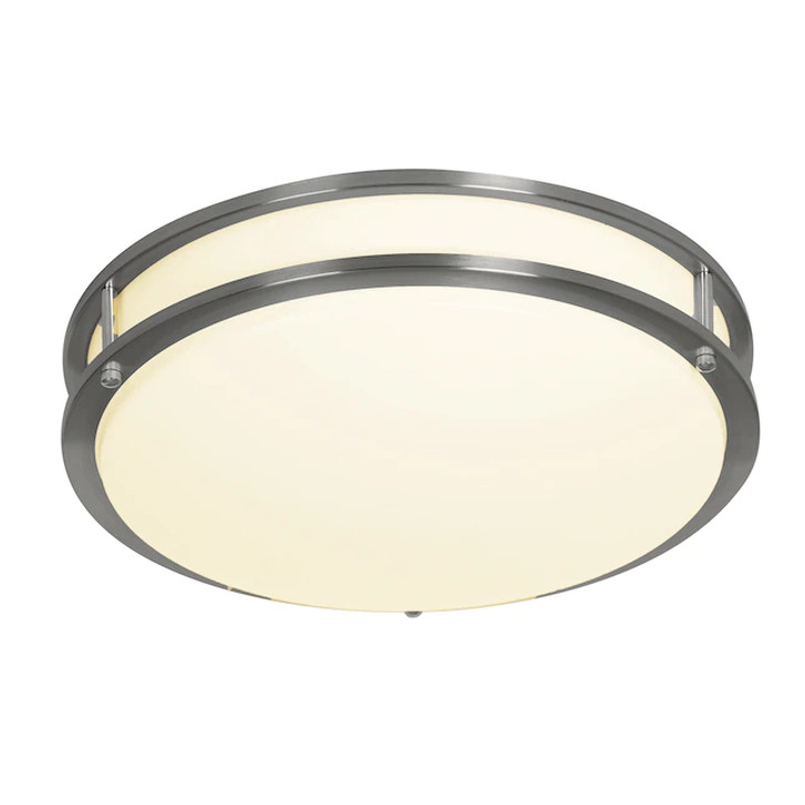 12 in. Brushed Nickel Integrated Selectable LED CCT Round Flush Mount Light EV1412C3C-35