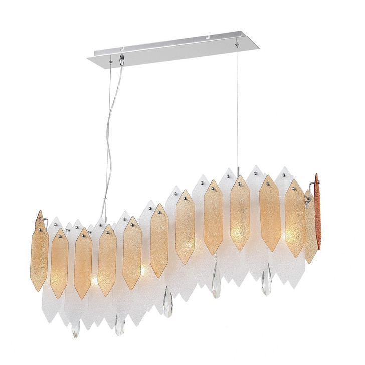 Zeev Lighting Stratus Collection Chrome Frame Amber & Frosted Glass Chandelier CD10096/6/CH-ABF