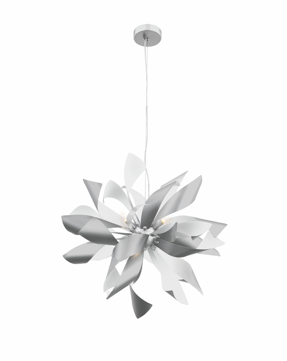 Zeev Lighting Bloom Collection Silver Matt White Chandelier CD10262/9/S+MW