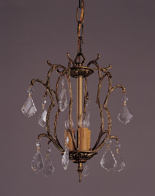 3 Light French Brass And Crystal Mini Chandelier K3