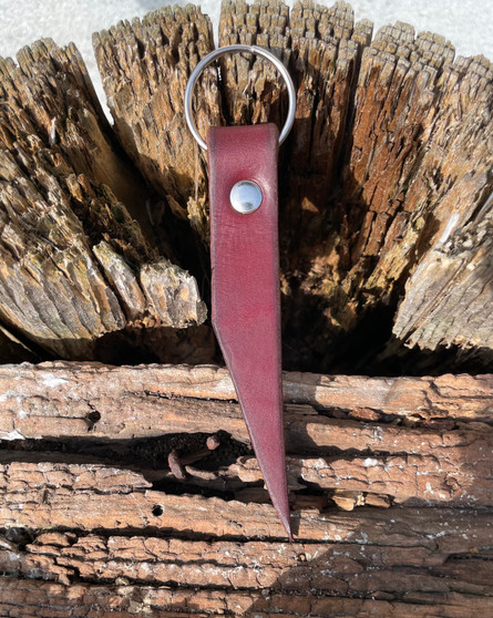 Raw Edge Burgundy Leather Keychain 2 (Pre-made)