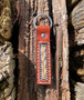Chestnut leather with seafoam stitching clear crystals stainless hardware flat