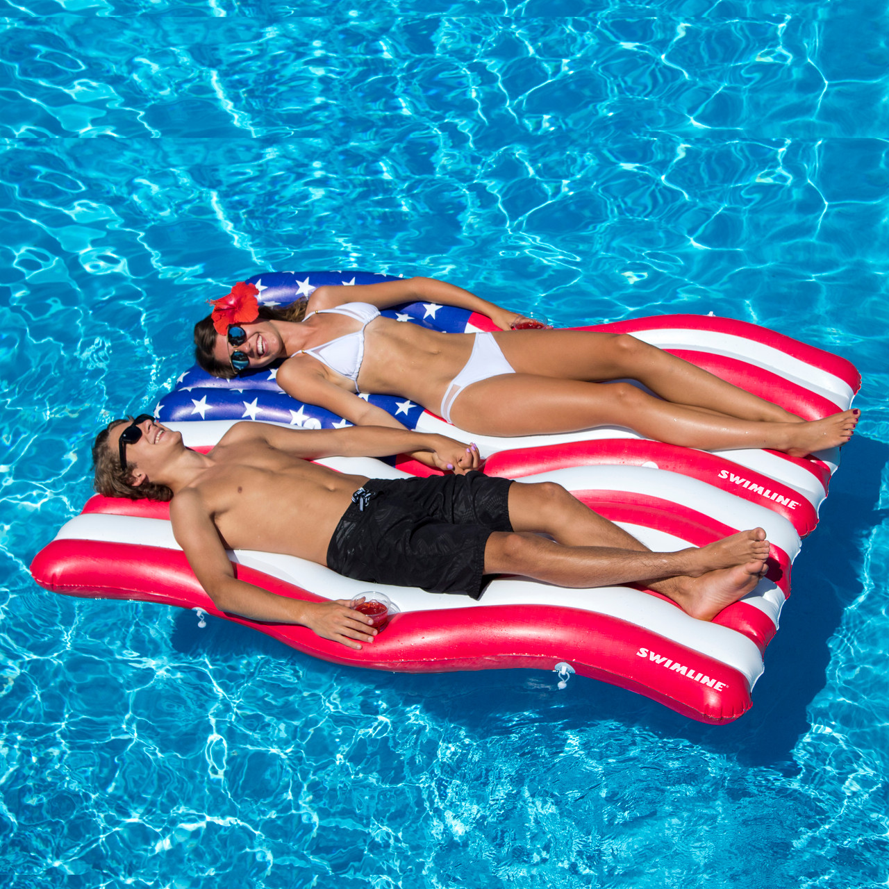 Swimline 90346 American Flag Connector Mattress Set Pool Float