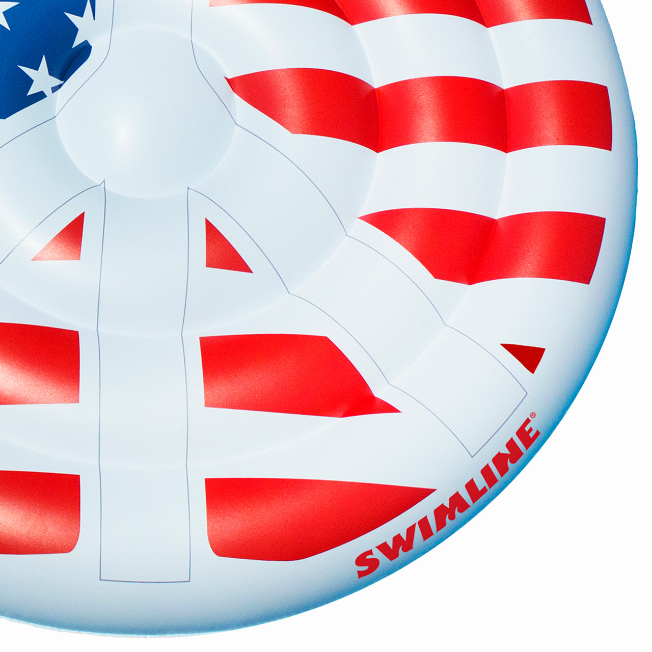 Swim Central 60” Patriotic Stars, Stripes and Peace Sign Swimming Pool Island - Red/White