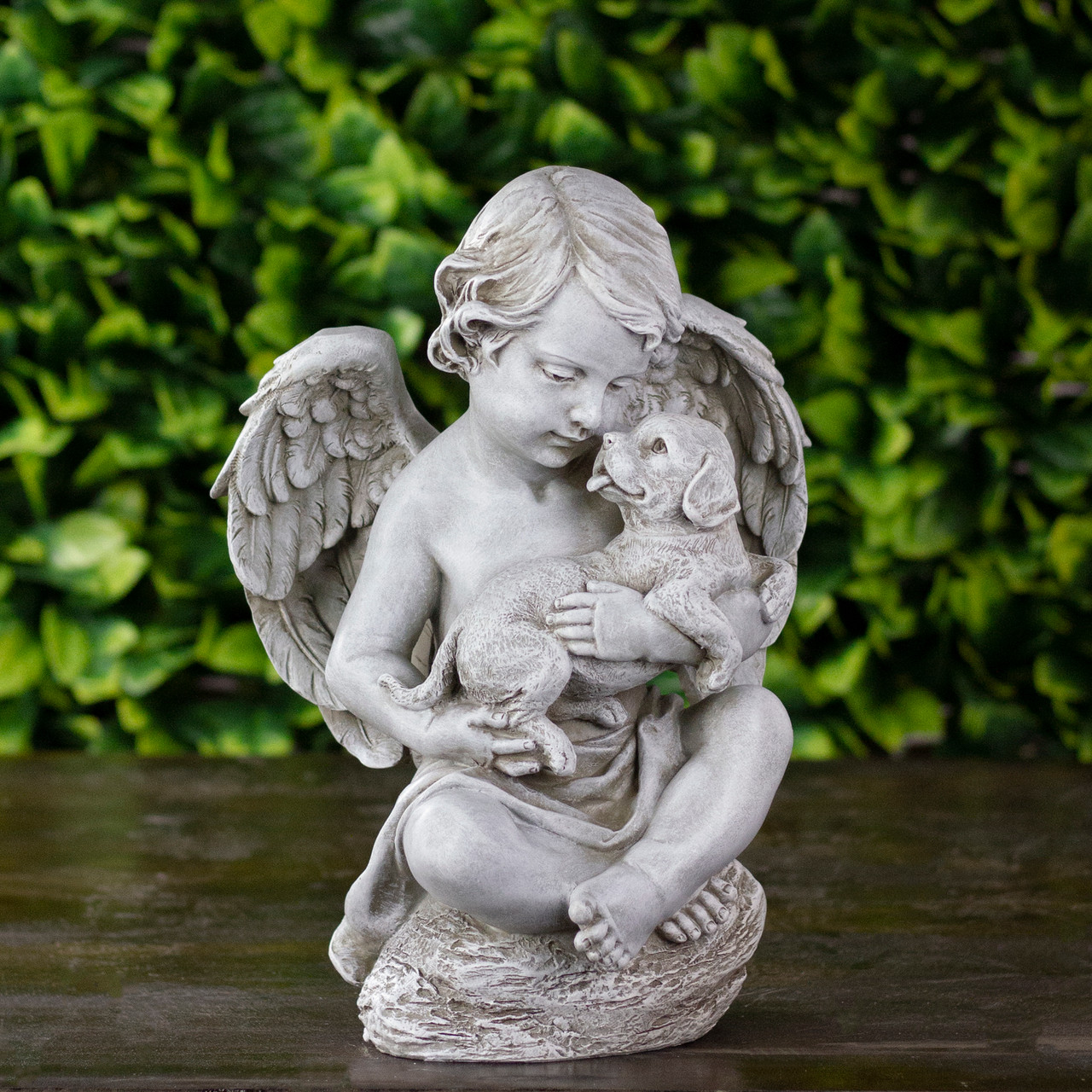 Joseph's Studio Cherub Angel with Puppy Dog Outdoor Garden Statue - Thumbnail 3