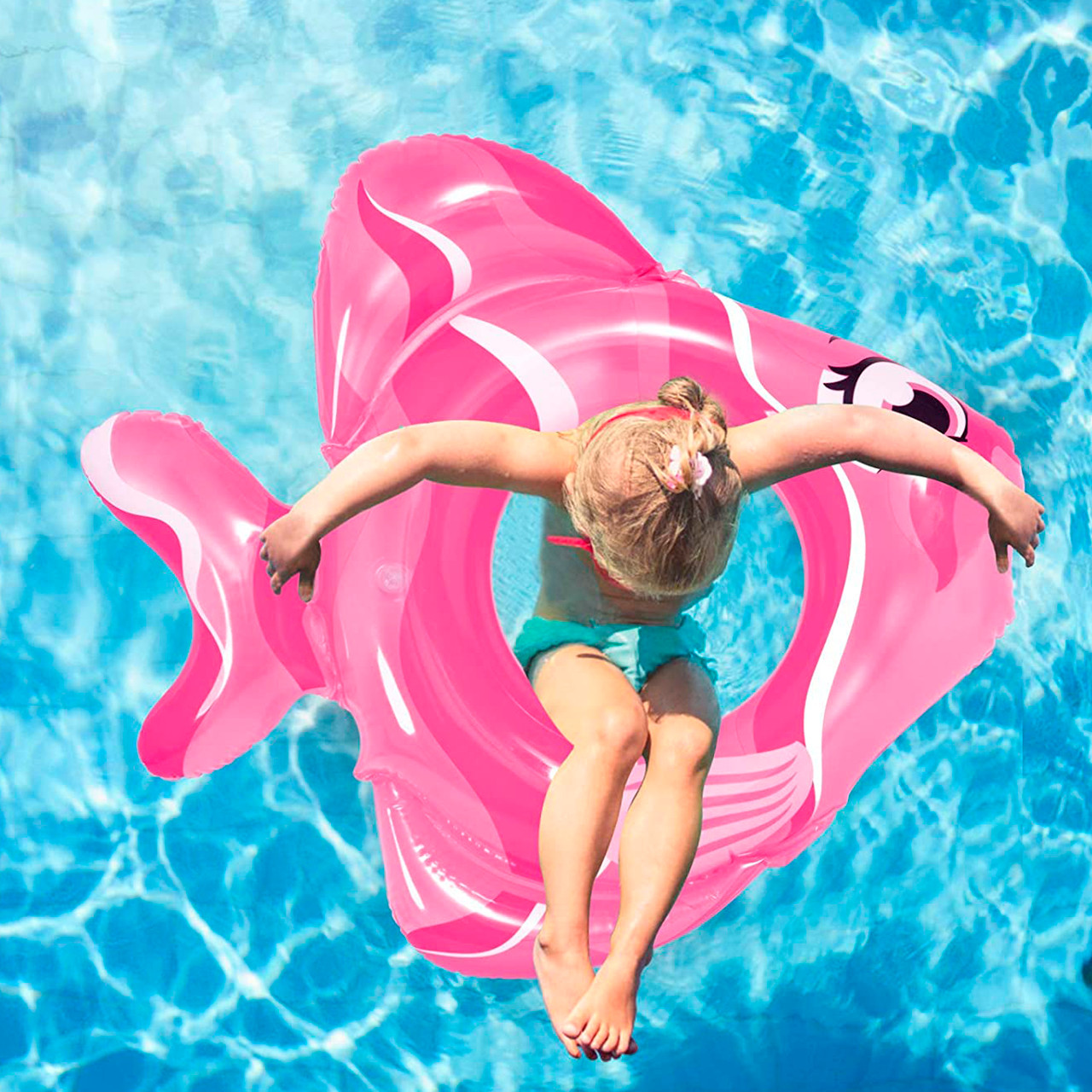 Swim in Style: 31 Pink Inflatable Fish Children's Swim Ring Tube Float
