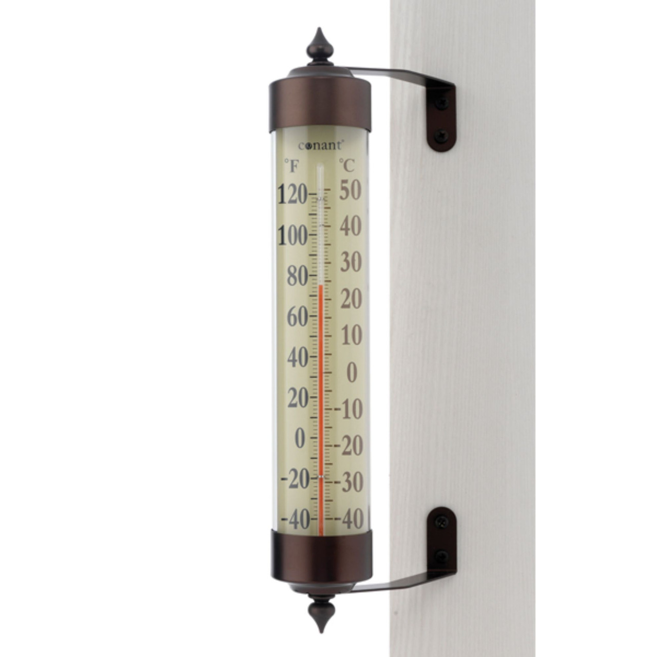 15 Bronze & White Glass Tube Window Thermometer