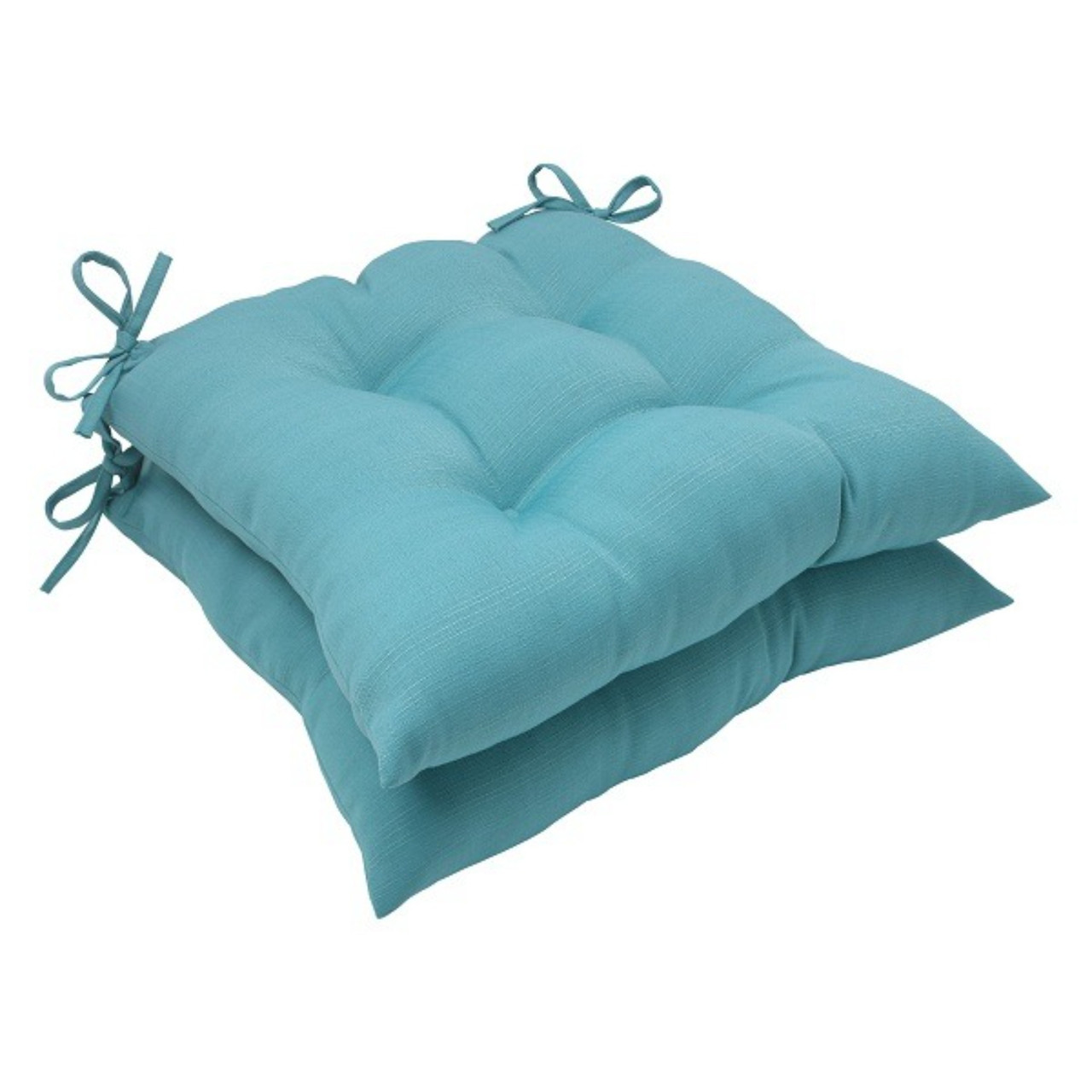 Set of 2 Aquatic Turquoise Outdoor Patio Tufted Seat Cushions 19