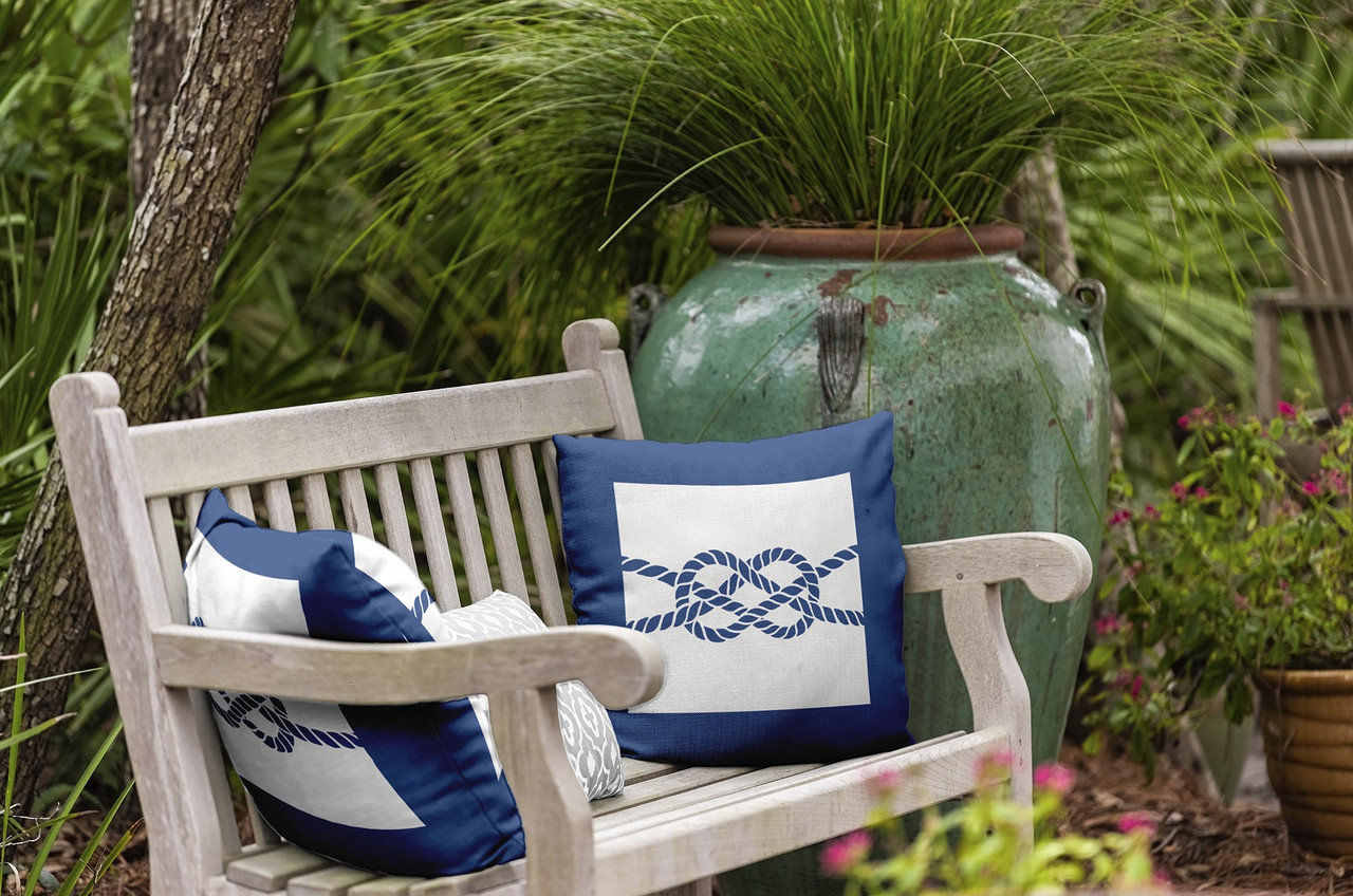 Contemporary Home Living Nautical Knot Outdoor Throw Pillow